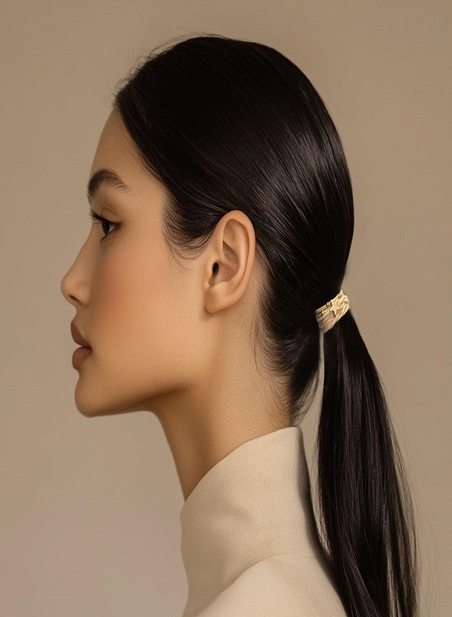 UDeBe 10 Packs Star Hair Ties with Gold Beads – Thin Elastic Ponytail Holders Hair Accessories for Women - Image 3